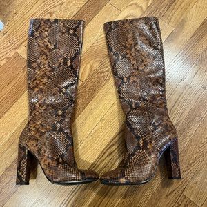 Aldo snake print knee high boots